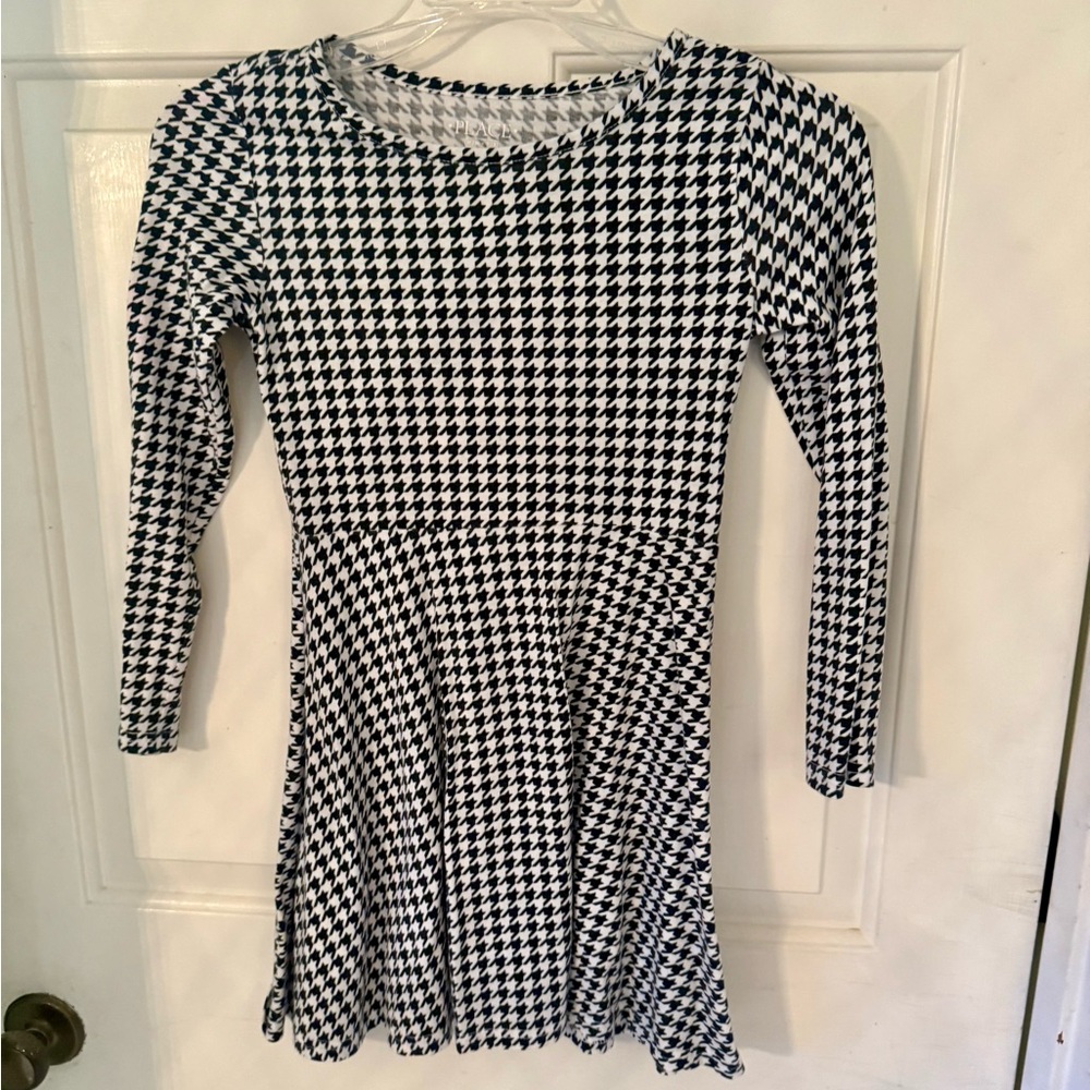 The Children's Place Black and White Long Sleeve Fit and Flare Dress